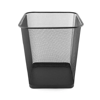 Afbeelding van D.RECT metalen afvalbak mesh 18L, zwart, draadgaas papierafvalbak, vierkant