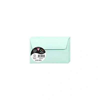 Afbeelding van Clairefontaine 55331C, verpakking met 20 enveloppen, zelfklevend, formaat 9 x 14 cm, 120 g/m², kleur: jadegroen, uitnodiging voor evenementen en overeenkomst, Pollen serie, glad papier van hoge