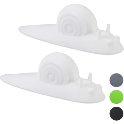 Afbeelding van Relaxdays deurstopper slak set van 2 deurstop deurbuffer rubber zacht wit