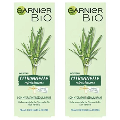 Afbeelding van Garnier Bio Vochtinbrengende verzorging verfrissend citroengras normale tot gemengde huid 2 x 50 ml
