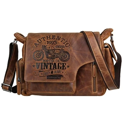 Afbeelding van Greenburry Vintage Cafe Racer Messenger leer, 39 cm, bruin, Bruin