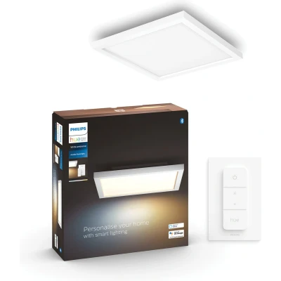 Afbeelding van Philips Hue Aurelle Plafondlamp duurzame ledverlichting warm tot koelwit licht incl. dimschakelaar dimbaar verbind met Bluetooth van Bridge werkt Alexa en Google Home wit rond
