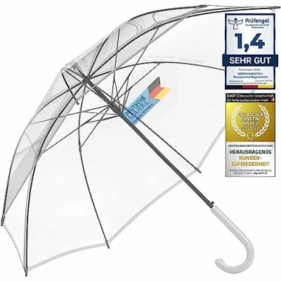 Afbeelding van transparante paraplu, witte Paraplu Ø 100 130 cm; elegante de must have in mode., cm