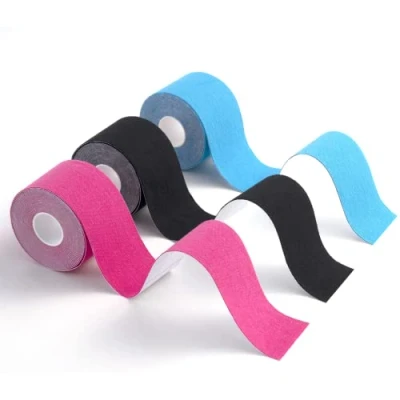 Afbeelding van Carehabi 3 rollen kinesiotape voor spieren, 5 m x cm, 1 blauw, roze en zwart, waterdichte elastische sport