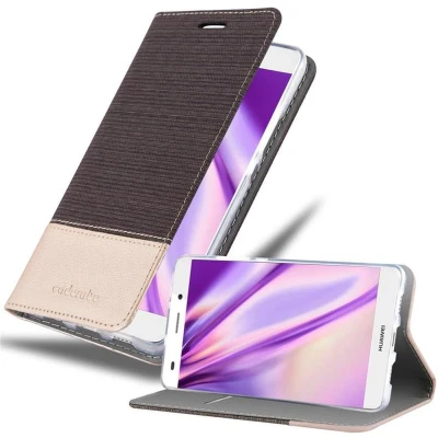 Afbeelding van Cadorabo Hoesje geschikt voor Huawei P8 LITE 2015 in ANTRACIET GOUD Beschermhoes met magnetische sluiting, standfunctie en kaartvakje Book Case Cover Etui