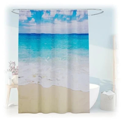Afbeelding van Relaxdays douchegordijn 180x200 cm anti schimmel wasbaar polyester strand