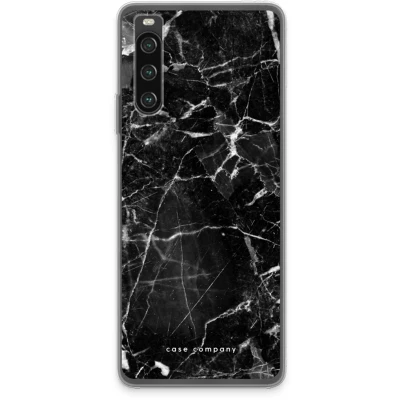 Afbeelding van Case Company® hoesje geschikt voor Sony Xperia 10 IV Zwart Marmer Soft Cover Telefoonhoesje Bescherming aan alle Kanten en Schermrand