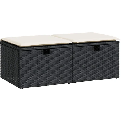 Afbeelding van vidaXL 2 delige Loungeset met kussens poly rattan acacia zwart