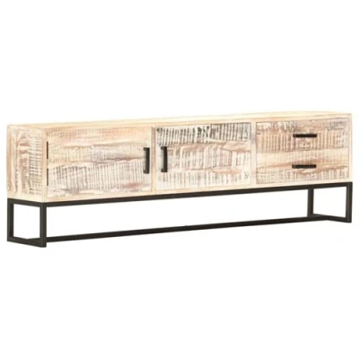Afbeelding van vidaXL Tv meubel 140x30x45 cm massief acaciahout wit