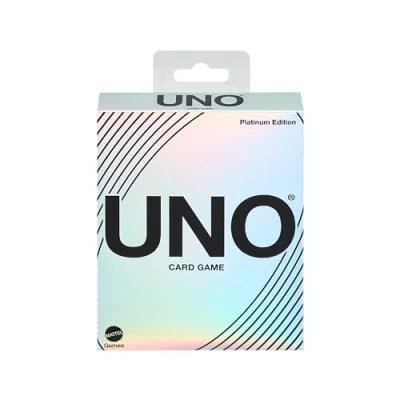 Image de Mattel Games Uno HPY61 Édition platine Jeu de cartes à collectionner première qualité pour soirées en famille, jeu, voyages, camping et fêtes
