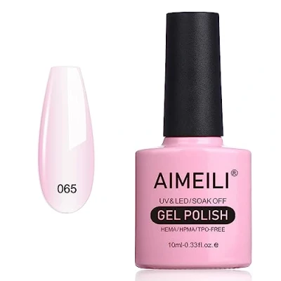 Afbeelding van AIMEILI Gelnagellak, HEMA vrij, semi permanent, soak off, UV, LED, gel, polish, 10 ml, roze transparant (065)