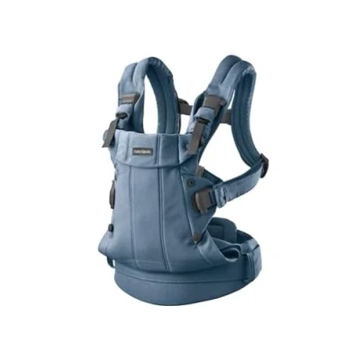 Afbeelding van BabyBjörn Draagzak Harmony Geweven mélange Blauw Buikdrager Rugdrager Ergonomisch Zachte details
