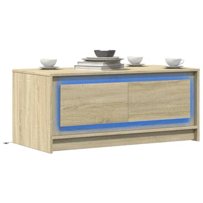 Afbeelding van Salontafel met LED verlichting bewerkt hout sonoma eikenkleurig