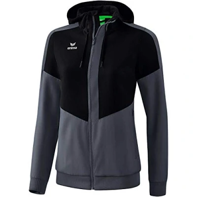 Afbeelding van Erima Squad tracktop jack met capuchon dames zwart/slate grey