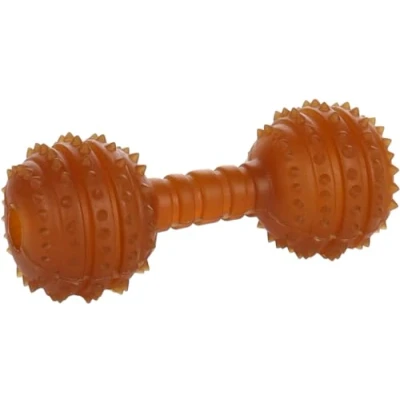 Afbeelding van Flamingo Rubba Speelgoed Honden Hs Rubber Dumbell Met Stekels Bruin 12x5x5cm 1st 137984