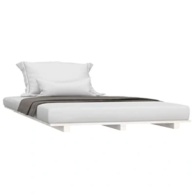 Afbeelding van Bedframe massief grenenhout wit 90x200 cm