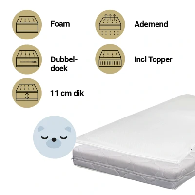 Afbeelding van ZZZOO Matras Ledikant + Topper 60x120 Airgo Beer
