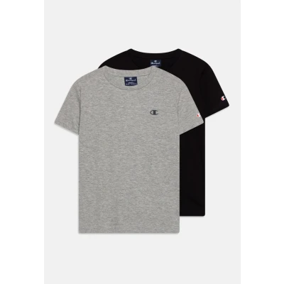 Afbeelding van Champion Legacy Basics B s Crewneck T shirt voor jongens, 2 stuks, zwart/grijs gemêleerd licht