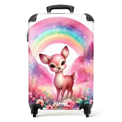 Afbeelding van NoBoringSuitcases.com® Kindertrolley met hert Trolley koffer meisjes 55x35x25