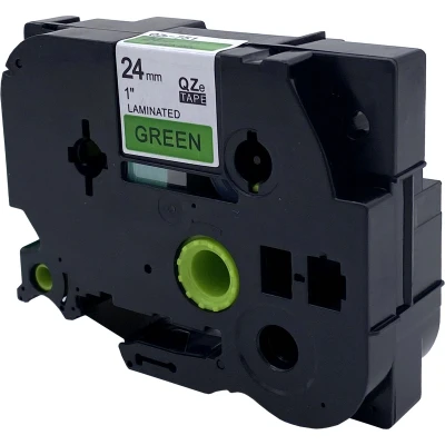 Afbeelding van DULA Brother Compatible label tape Tze 751 1 cassette P Touch Zwart op groen 24mm x 8m