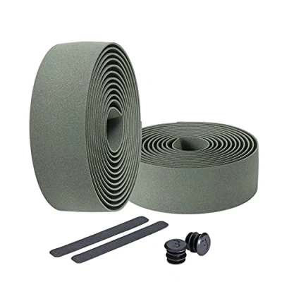 Image de BBB Cycling RaceRibbon BHT 01 ruban de guidon vélo unisexe antidérapant et absorbant les chocs pour VTT, route urbain avec adhésif bouchons Vert olive Taille