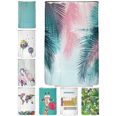 Afbeelding van Arteneur® Douchegordijn 120x200 van dik machinewasbaar polyester met anti schimmel en waterdicht, inclusief 12 gordijnhaken (palmbladeren)