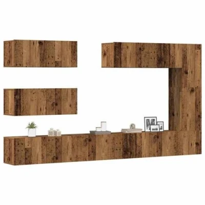 Afbeelding van vidaXL 7 delig Tv meubelset wandmontage bewerkt hout oud houtkleurig