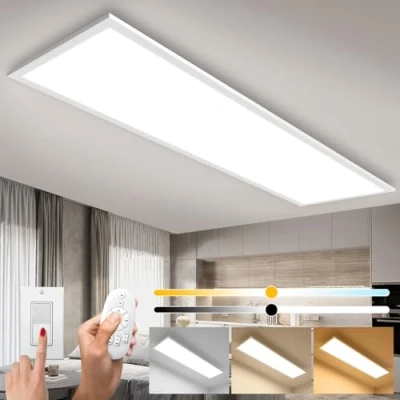 Afbeelding van Thanger led plafondlamp met afstandsbediening, 100 x 25 cm, 28 W, dimbaar, geheugenfunctie, 2700 K 6500 K, plafondpaneel voor keuken, woonkamer