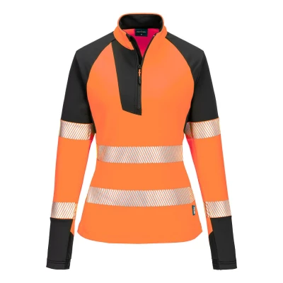 Afbeelding van PW3 Hi Vis Sweatshirt met 1/4 rits voor Dames maat L, Orange/Black