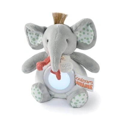 Afbeelding van Doudou et Compagnie Kleuren Savane Olifant Nachtlampje Grijs 15cm Cadeau voor geboorte DC4080