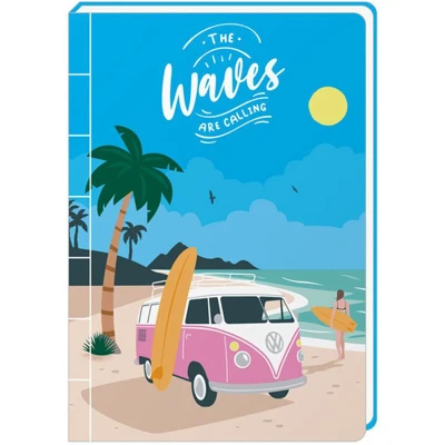 Afbeelding van Notitieboek The Waves Are Calling Volkswagen Busje VW T1 Steenpapier A5 Gelinieerd