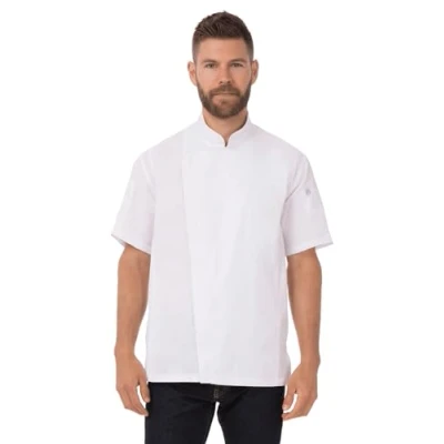 Afbeelding van Chef Works Springfield unisex koksbuis met rits wit M, Borstomvang: 102 107cm