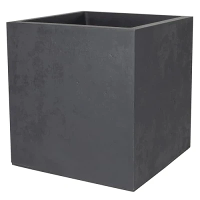 Afbeelding van EDA Vierkante pot 50 cm Basalt 57 L Decor Imitatie Beton Dubbelwandig Wateropslagzone 49,5 x H Antracietgrijs