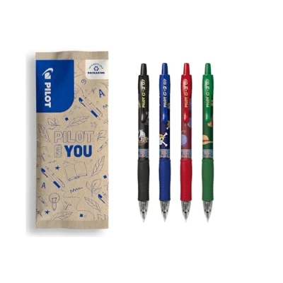 Afbeelding van Pilot x One Piece Set van 4 G2 + stickers Intrekbare en Navulbare Gel Rollerpennen Limited Edition Zwart, Blauw, Rood, Groen Medium Punt