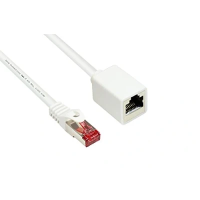 Image de Good Connections RNS Câble d&#039;extension de patch RJ 45 (M) pour (F) 1 m SFTP, PiMF CAT 6 moulé, sans crochet blanc