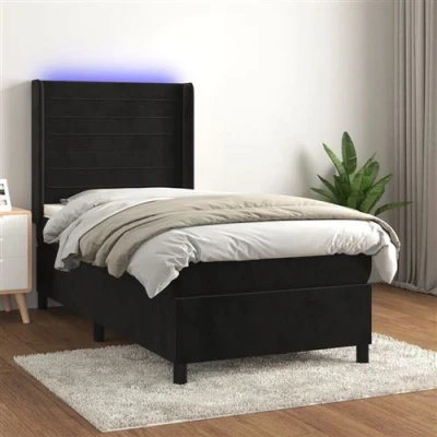 Afbeelding van vidaXL Boxspring met matras en LED fluweel zwart 80x200 cm