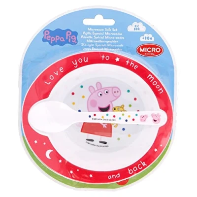 Afbeelding van Set micro bordje + lepel Peppa Pig