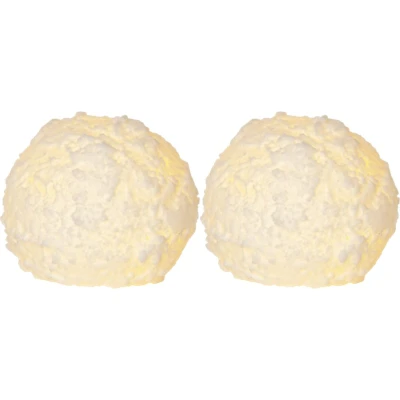 Afbeelding van Star Trading kaarsenset Snowball, 2 stuks, pilaarkaarsen, bolvorm, was, wit, LED, timer, warm 8 cm