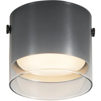 Afbeelding van QAZQA drain Moderne Plafondspot Spotje Opbouwspot 1 lichts Ø 9 cm Gunmetal Woonkamer Slaapkamer Keuken