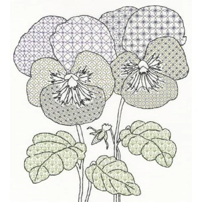 Afbeelding van Bothy Threads Eleanor Friston Blackwork Pansies borduren (pakket) XBW9
