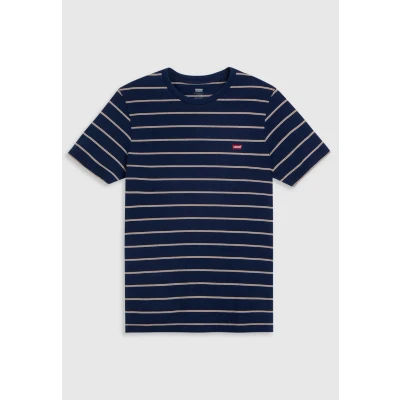 Afbeelding van Levi&#039;s heren T shirt met streepprint en logo in de kleur Donkerblauw, maat: M