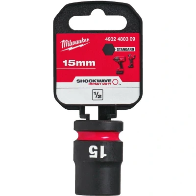 Afbeelding van MILWAUKEE 4932480309 SHOCKWAVE IMPACT DUTY 1/2&quot; slagvaste korte dop standaard 15 mm