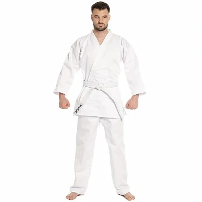 Afbeelding van JELEX Kihaku Karate pak met broek, bovendeel en riem voor volwassenen kinderen, karate, judo andere vechtsporten beginners professionals, Wit