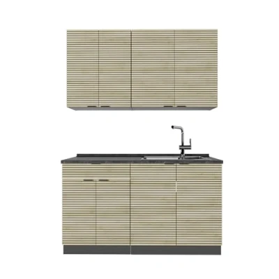 Afbeelding van Vicco Fame Line Eenpersoonskeuken 140 cm , WB Antraciet Eiken paneel/antraciet