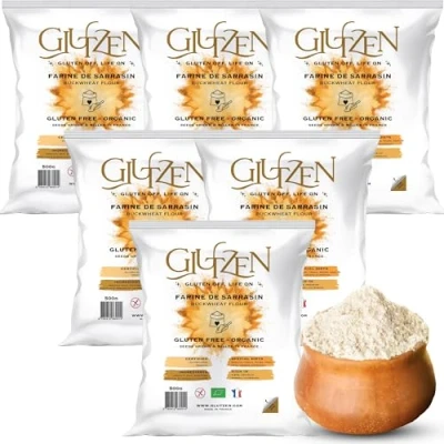 Afbeelding van GLUTZEN glutenvrij biologisch boekweitmeel compatibel met broodmachine, brood, pizzameel, glutenvrije pasta, pannenkoeken, koekjes, muffins coeliakie, IG laag, keto, veganistisch (6