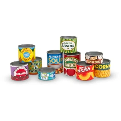 Afbeelding van Melissa &amp; Doug Ingeblikte boodschappen Voedselsets voor kinderen Kookspeelgoed meisjes of jongens vanaf 3 jaar Voedselspeelgoed en speelkeuken accessoires Set