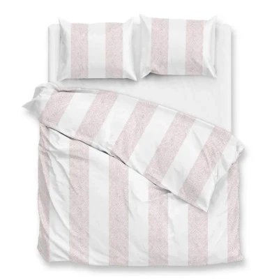 Afbeelding van Zohome Dekbedovertrek Tratti di Satinado Deken Dekbed Roze 100% Katoen Satijn Strepen 200x220 + 2 slopen 60/70 cm