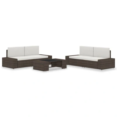 Afbeelding van 5 delige Loungeset poly rattan bruin