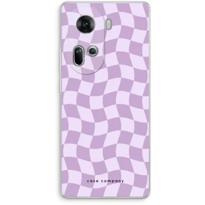 Afbeelding van Case Company® hoesje geschikt voor Oppo Reno 11 Grid Paars Soft Cover Telefoonhoesje Bescherming aan alle Kanten en Schermrand