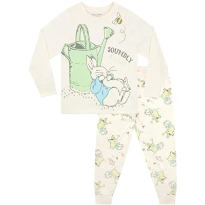 Afbeelding van Peter Rabbit Stenen konijn pyjama voor kinderen, pyjamaset jongens of meisjes, Crème